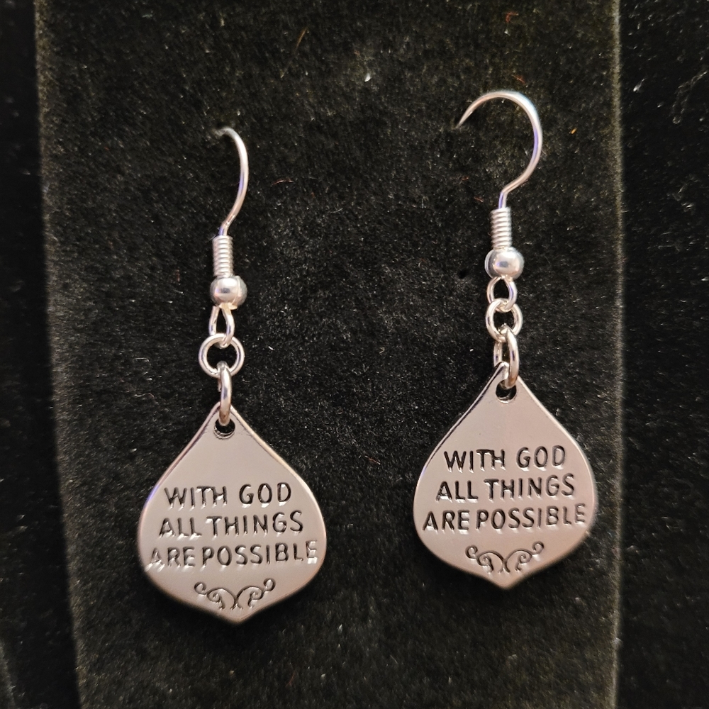 Bible Verse Matthew 19:26 Earrings
